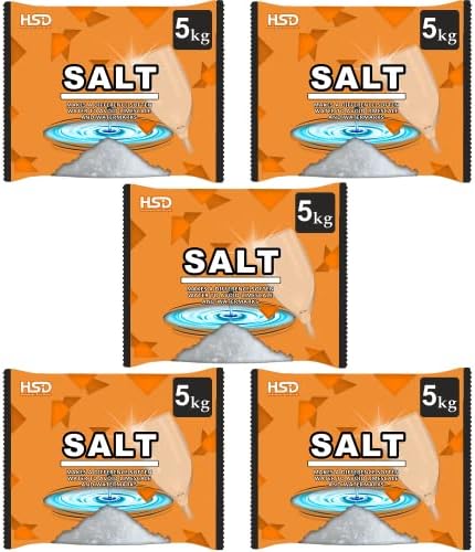 dishwasher salt 5kg powerful crystal, limescale remover on your glassware and water softener, life & improving its performance, 99% purity (5 pack) by Unknown