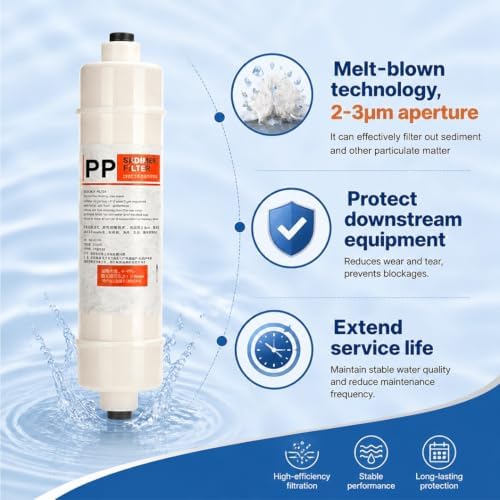 2-Pack 10" PP Cotton Sediment Pre-Filter with 1/4" Quick-Connect, Inline Replacement Cartridge for RO System, Under Sink & Whole House Water Filtration - Image 3