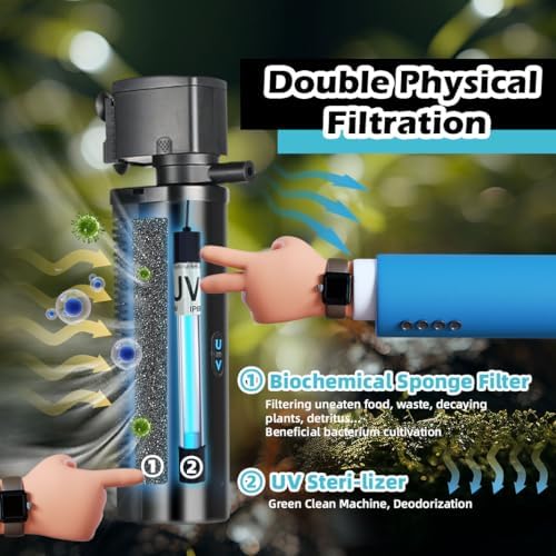COOSPIDER Aquarium Filter with 9W U-V Light 600GPH for 100-500 Gallon Tank - Image 4