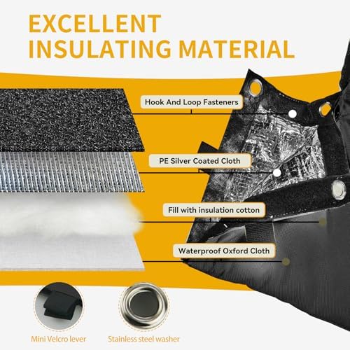Backflow Preventer Cover Insulated Pouch, Sprinkler Valve Cover Insulated, Pipe Insulation Cover, Protects from Severe Snow and Intense Sun, Winter Water Well Pump Covers (Black 13" W×12" H) - Image 5