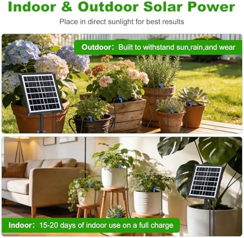 Solar Automatic Drip Irrigation Kit System, 50FT Solar Powered Auto Easy DIY Watering Device Supported Pots Plants, 6 Timing Modes with Anti-Siphoning Device - Image 3