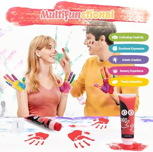 Nabance Baby Hand and Footprint Paint, Sponge Head, Baby Safe Paint, Red - Image 3
