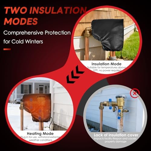 Upgraded Heated Backflow Cover for Winter, Backflow Preventer Insulated Pouch(-40 ℉), Waterproof Sprinkler Pipe Covers for Outside, Insulation Pressure Vacuum Breaker Cover for 720A 710 765 Series - Image 6