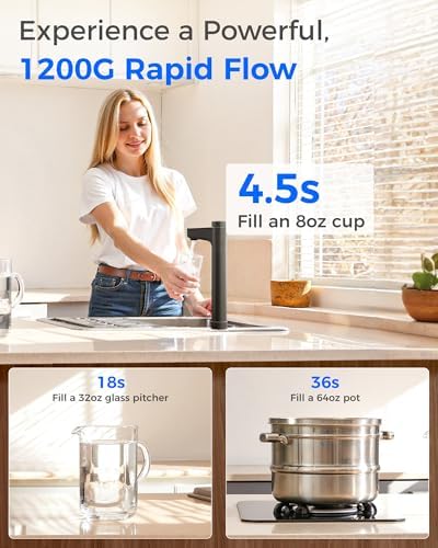 Waterdrop X12Alkaline Mineral Reverse Osmosis System 1200 GPD, Black Faucet - Image 6