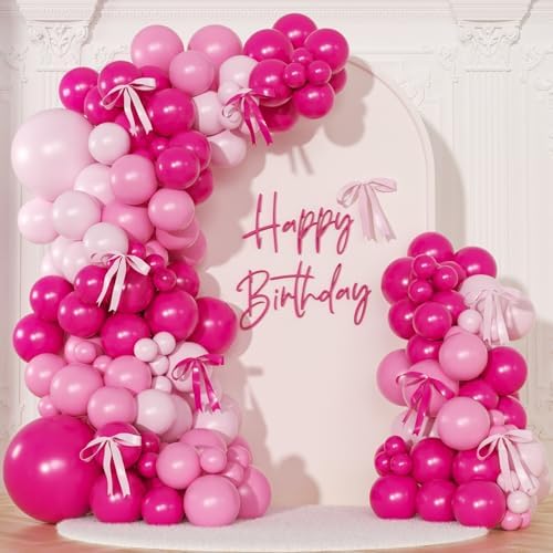 Pink Balloon Arch Kit, Hot Pink Balloons for Birthday Party Decorations by NUTTYBASH