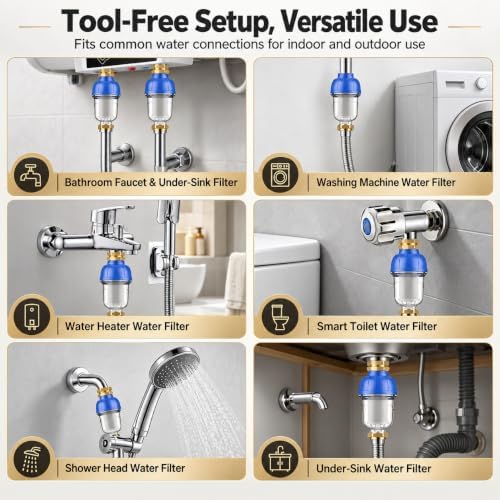 Washing Machine Water Filter 2 Pack, 40 Micron Reusable Sediment Filter - Image 5