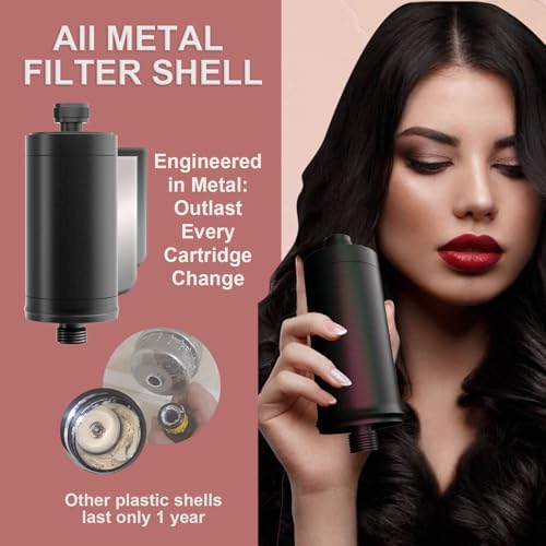 Metal Durable High Flow Shower Filter, 90% dechlorination effect, adsorbs heavy metals, balances the ph level of the water, relieves your skin from dryness, Matte Black Showerhead Filter - Image 4