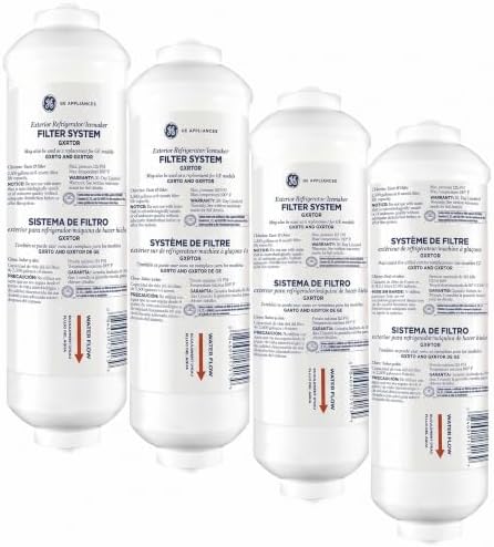 GE Icemaker & Refrigerator Water Filter System,Exterior Connection, Filtered Ice for Beverages, Reduce ChlorinTaste & Odor for Better Water,Replace Every 6 Months, 1 Filter System, GXRTDR (Pack of 4) by Unknown