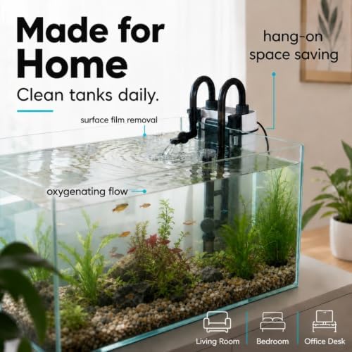 Aquarium Filter for 10-40 Gallon Fish Tank, Quiet Hang On Back Canister Filter with 3-Stage Filtration, Surface Skimmer External Filter for Freshwater Fish & Turtle Tanks - Image 5
