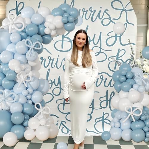 Blue White Balloon Arch Kit for Baby Shower Birthday Decor - Image 3