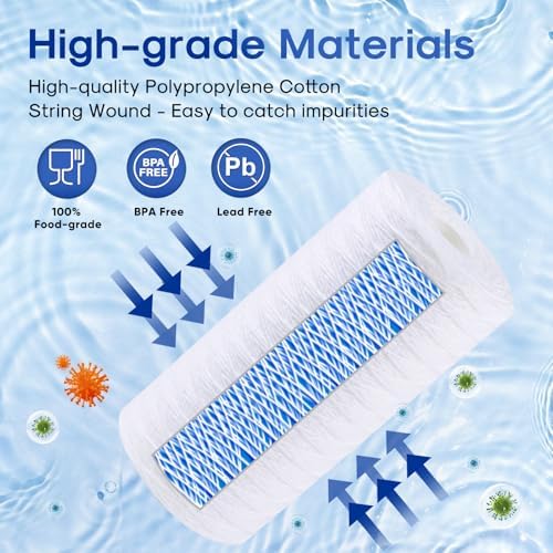 ICEPURE 5 Micron 10”*4.5'' Whole House Sediment String Wound Water Filter Replacement filter for 84637, WPX5BB97P, PC10, 355214-45, 355215-45, WP10BB97P, WP5BB97P, 3PACK - Image 4