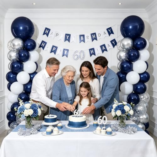 Navy Blue and Silver White Balloon Column Stand Kit Set of 2 for Floor - Image 7