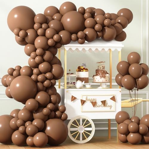 APLANET 150pcs Brown Balloons Different Sizes 18 12 10 5 Inches Premium Boho Coffee Brown Latex Balloon for Birthday Party Graduation Wedding Anniversary Baby Shower, Arch Kit Decoration by ZJHAI