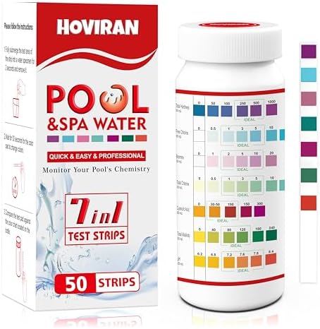 Hot Tub Test Strips, 7 in 1 Pool and Spa Test Strips 50 ct by HOVIRAN