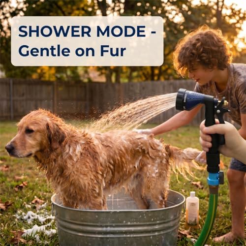 GREEN MOUNT Water Hose Nozzle 2-Pack, Zinc Alloy Garden Spray Nozzle with Adjustable Spray Patterns, Leakproof Rustproof Trigger Lock for Outdoor Cleaning & Car Wash, Blue & Red - Image 4
