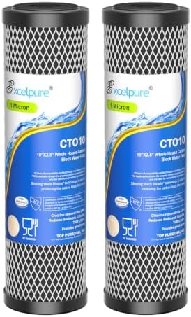 EXCELPURE 1 Micron 10" x 2.5" Whole House CTO Carbon Water Filter, 2PACK by EXCELPURE
