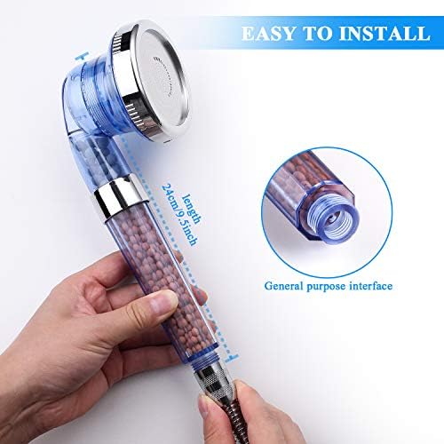 Detachable Ionic Filter Shower Head, High Pressure Showerhead with 3 Setting, Water Saving and Purify Water Quality, Stone Filter Beads Handheld Shower for Dry Hair and Skin Spa - Image 6