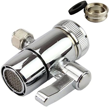 Kitchen Bathroom Sink Faucet Water Filter Diverter Valve for Push on 1/4 inch Tubing Replacement Part Adapter with M22 X M24 Connector, Polished Chrome by Weirun