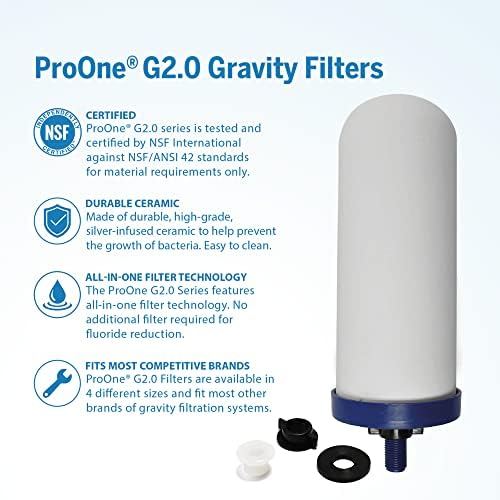 ProOne Big+ Gravity Water Filter System High Capacity Countertop Stainless Steel Water Filter Dispenser IAPMO Certified to Reduce Lead, Total PFAS, Microplastics, Chlorine Taste & Odor, 2 Pack Filter - Image 4