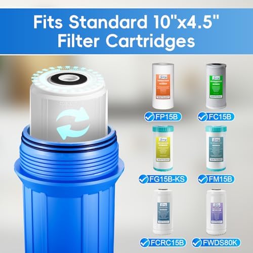 iSpring HB18B Whole House Water Filter Housing, 10" x 4.5" Universal Housing for Whole Home Water Filtration w/ 1" NPT Ports Pre-Filtration System - Image 4