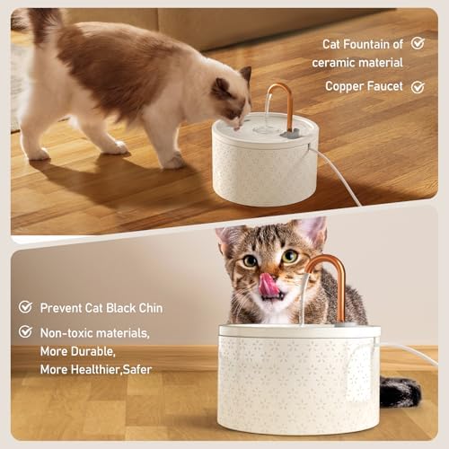 DOOOB Ceramic Cat Water Fountain, 2.1L/71oz Cat Fountain - Image 4