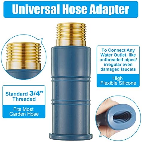 Feekoon 1 Pack Universal Faucet Hose Adapter, Thickened Sink Attachment for Tap, Flexible Silicone Sleeve Water Hose Connector for RV Garden Damaged/Stripped Faucet Threads or Threadless Tap - Image 3