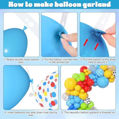 Amandir 153Pcs Blue Red Yellow Balloon Arch Garland Kit Different Sizes - Image 4