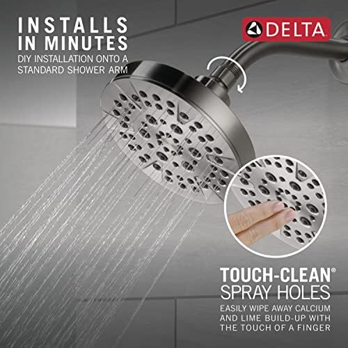 Delta 6-Setting Brushed Nickel Shower Head with High Pressure Spray, 6 Inch Round Shower Head, Showerheads, 1.75 GPM Flow Rate, Stainless 52535-SS - Image 4
