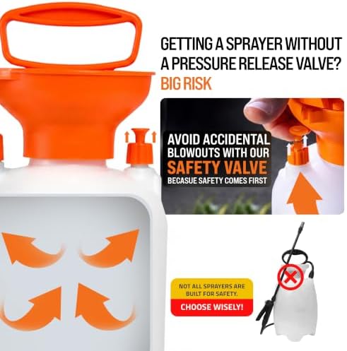 PetraTools HD201 Garden Pump Sprayer 2 Gallon, 52-in Long Hose & 2 Nozzles - Image 6