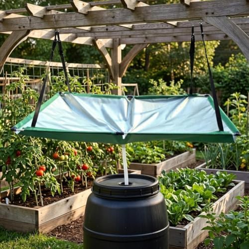 Rain Water Collector for Garden, Water Harvester Cloth Collection Kit with Hose, Outdoor Rainwater Harvesting Funnel with Filter Cloth, Portable Rain Catcher for Garden Lawn Balcony Camping by EIRZNGXQ