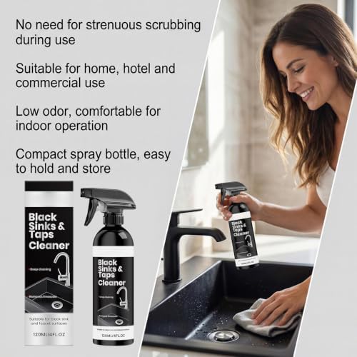 Kitchen Sink Cleaner, Black Faucet Hard Water Remover, 120ml - Image 7