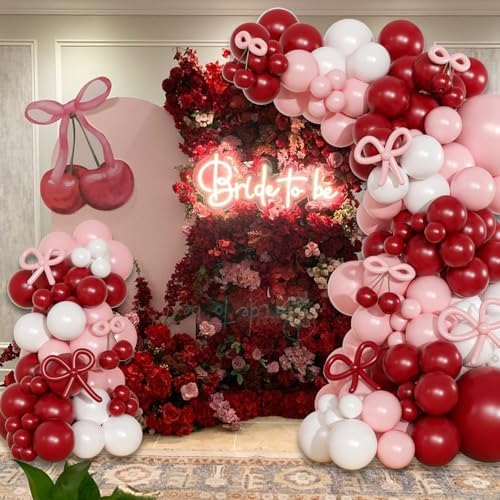 Pink Red Balloon Arch Kit, Cherry Birthday Valentine Decor - Image 3