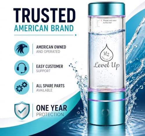 LevelUpWay Hydrogen Water Bottle Generator, 2640 PPB Lab Tested Hydrogen Water Maker, Dual Chamber SPE/PEM Technology, Portable Rechargeable Hydrogen Rich Water Bottle - Image 5