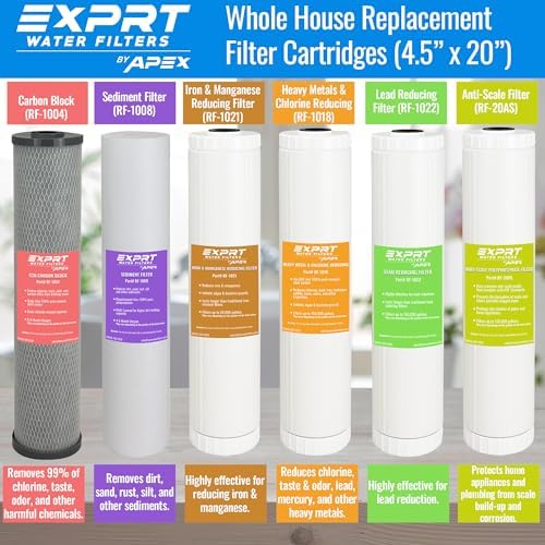 RF-1018 Whole House Water Filter Cartridge - High Capacity 20" x 4.5" 10 Micron Heavy Metal Reducing Water Filter - KDF 85 & GAC Filter - Reduces Heavy Metals, Odors & Taste and other chemicals - Image 6