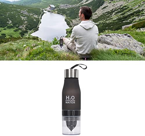 650ML Fruit Infuser Water Bottle, BPA Free Fruit Infuser Water Bottle Lemon Juice Squeezer Water Bottle, Outdoor Travel Portable Leakproof for Men Women Black - Image 2