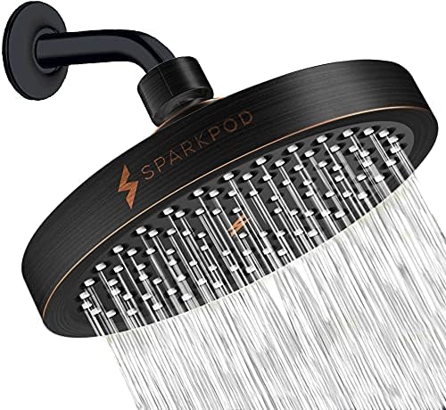 SparkPod Rain Shower Head, 6 Inch Round, Vintage Oil-Rubbed Bronze Finish by SparkPod