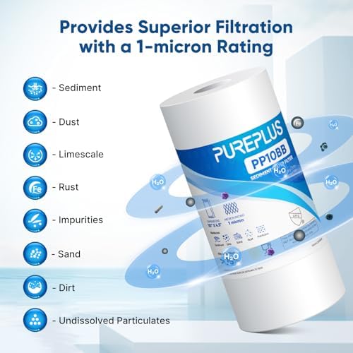 PUREPLUS 1 Micron 10"x4.5" Whole House Sediment Water Filter, 2 Pack - Image 3