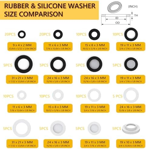 135 PCS Rubber & Silicone Hose Washers Kit, 16 Sizes with Screen Filter - Image 2