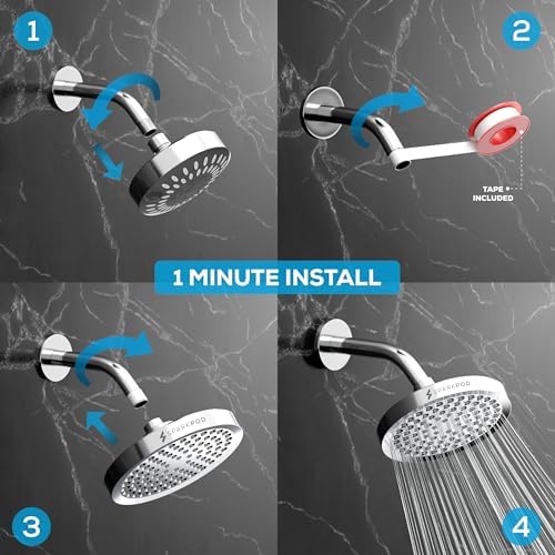 SparkPod Rain Shower Head, 6 Inch Round, Luxury Polished Chrome Finish - Image 4