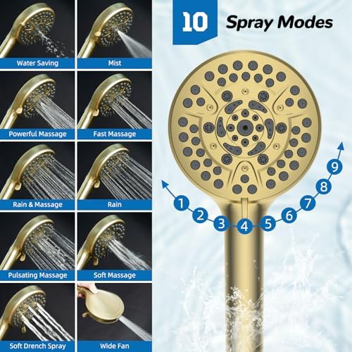 Hibbent 5-spray Dual Filtered Rainfall Shower Head with 10 Spray Handheld - Image 3