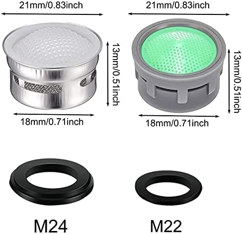 Faucet Aerator with Gasket Flow Restrictor Insert Bathroom Faucet Aerator Replacement Parts 10 pcs Stainless Steel and 10 pcs Green - Image 2