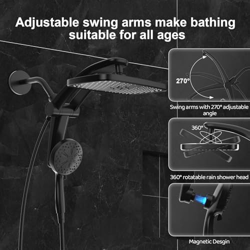 12-Inch High Pressure Rain Shower Head with Handheld Spray Combo, Magnetic - Image 5