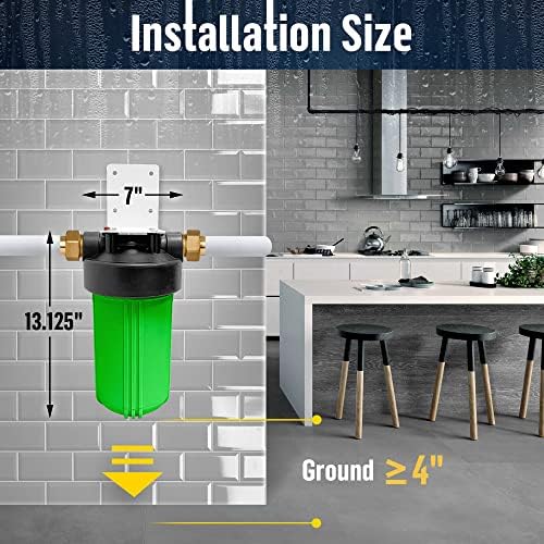 High Capacity 10 x 4.5” Whole House Filter Purifier System for Well or City Water, Presser Relief Button, 1” NPT Brass Port, Double O-Ring, Meets NSF Standards & Regulations (Green, 2 Sets) - Image 5