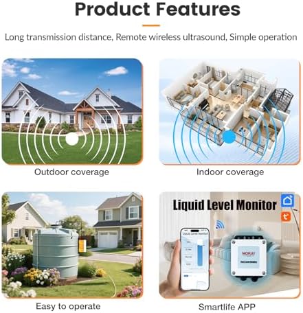 Moray Smart WiFi Water Level Sensor, Zigbee Water Tank Level Monitor, 5m Ultrasonic Liquid Level Sensor, Automatic Alarm Indicator, Tuya Smart Life App, Smart Home Remote, IP67 Waterproof (ME202Z 5m) - Image 6