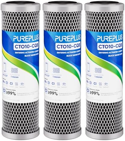 PUREPLUS 1 Micron 2.5" x 10" Whole House Lead Removal Water Filter,3 PACK by PUREPLUS