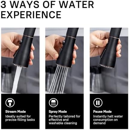 WEWE Kitchen faucets with Pull Down Sprayer, Farmhouse Kitchen Faucet Oil Rubbed Bronze Commercial Modern high arc Stainless Steel Single Handle Single Hole for Utility rv Laundry Sinks - Image 5