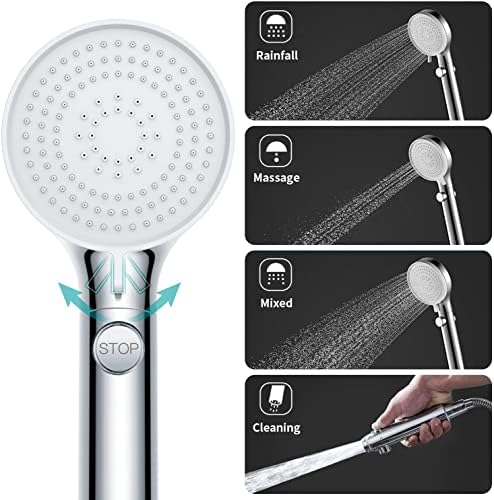 RV Shower Head with Hose, High Pressure Shower Head with Handheld On Off Switch, Travel Trailer, Motorhome and Boat and Camper Must Have RV Accessories Replacement Part, Chrome and White - Image 3