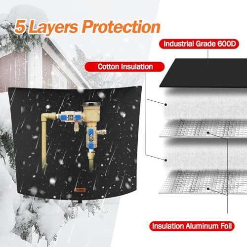 TOHONFOO Backflow Preventer Cover, Pipe Freeze Insulation, 28"Wx20"H, Black - Image 5