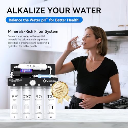WINGSOL Dual Mode Reverse Osmosis Water Filter, Mineral Alkaline UV 0 TDS Tankless RO System, Remineralize pH+ 12-Layer Filtration Under Sink, NSF/ANSI 42&53&58 Certified, Plug-in Required - Image 3