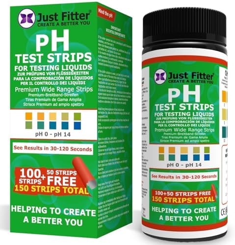 Just Fitter Alkaline Water pH Test Strips. Testing Kit for Home Drinking Water and Liquids. Universal Tester for Aquarium, Fish Tank, Pool, Hot Tub, Spa, Kombucha, Fermentation and Brewing Process. by JustFitter
